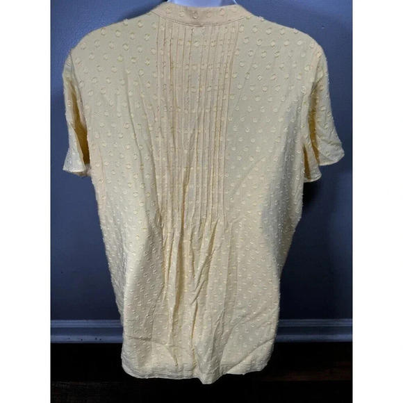 Soft Surroundings Blouse Women’s M Yellow Rayon Seersucker Ruffle Top M - Picture 4 of 7